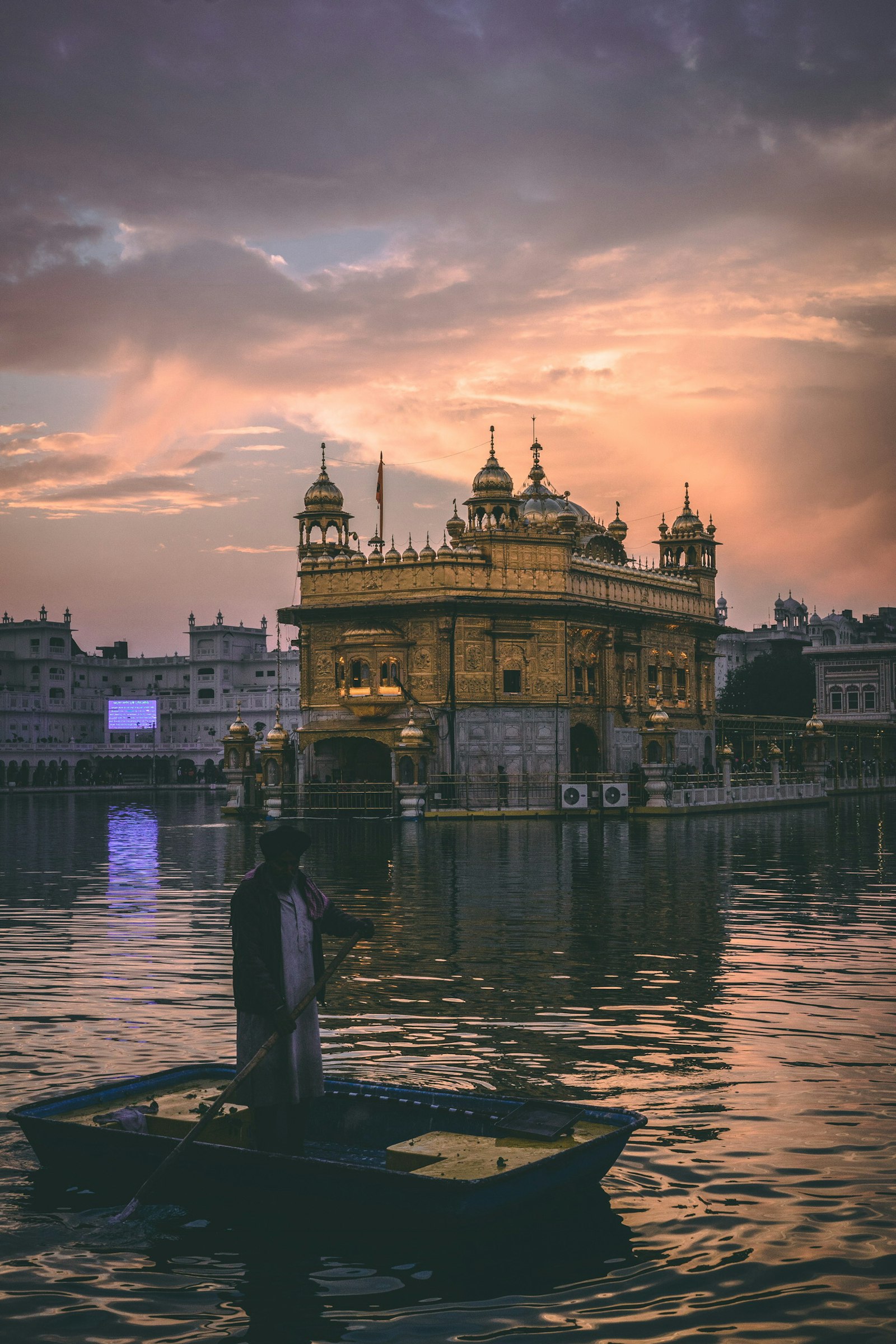 Golden Temple illuminated beside the sacred pool in Amritsar